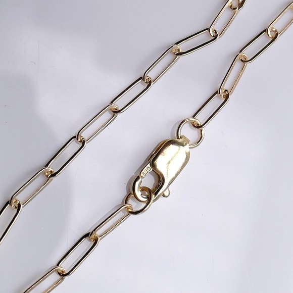 10K Yellow Gold 18” Paper Clip Chain 2mm Necklace Lobster Clasp 2g - New - Picture 5 of 6